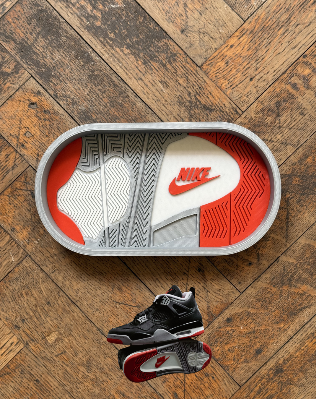 Jordan 4 Bred Sole Tray - Sneaker Inspired Organizer