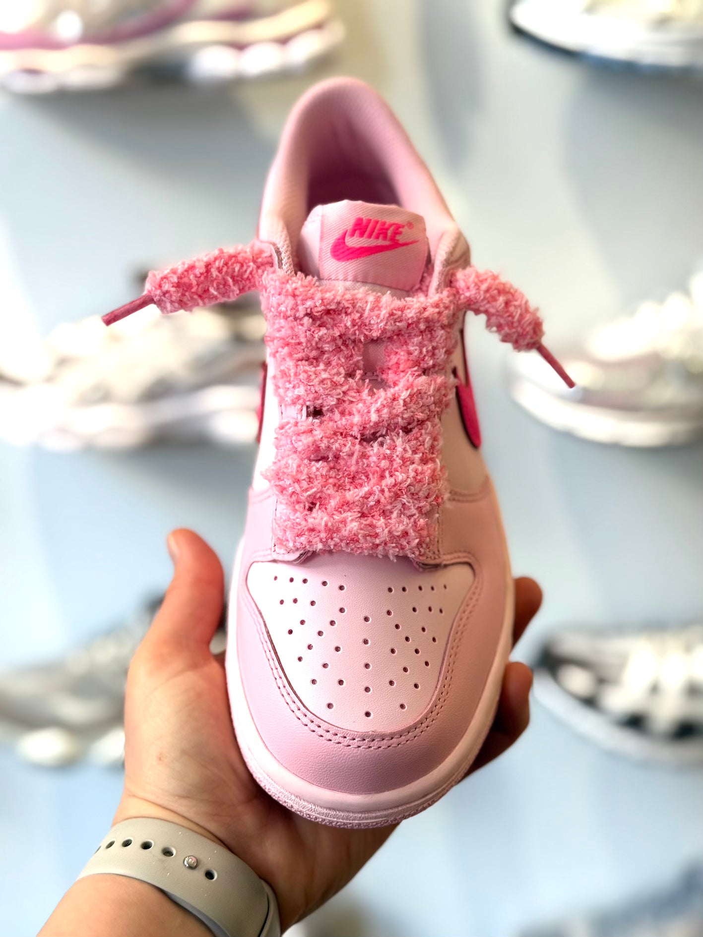 Fluffy Veters 10mm 'Roze/Donker Roze