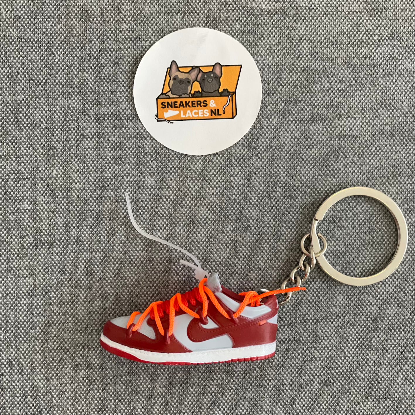 Nike Dunk Low x Off White 'University Red' - Mini Sneaker Sleutelhanger