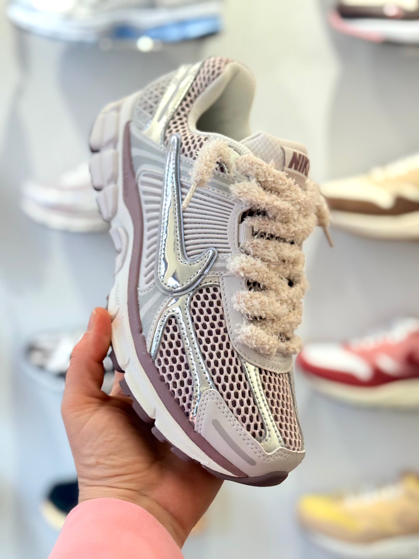 Fluffy Veters 10mm 'Wit/Roze'